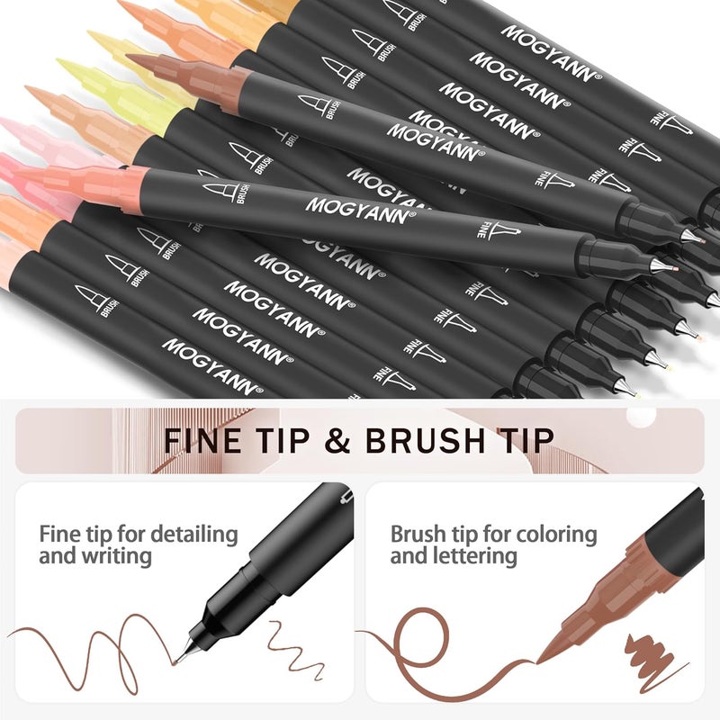 Mogyann Skin Tone Markers, 12 Pack Dual Brush Pens for Art Drawing Sketching - Image 3